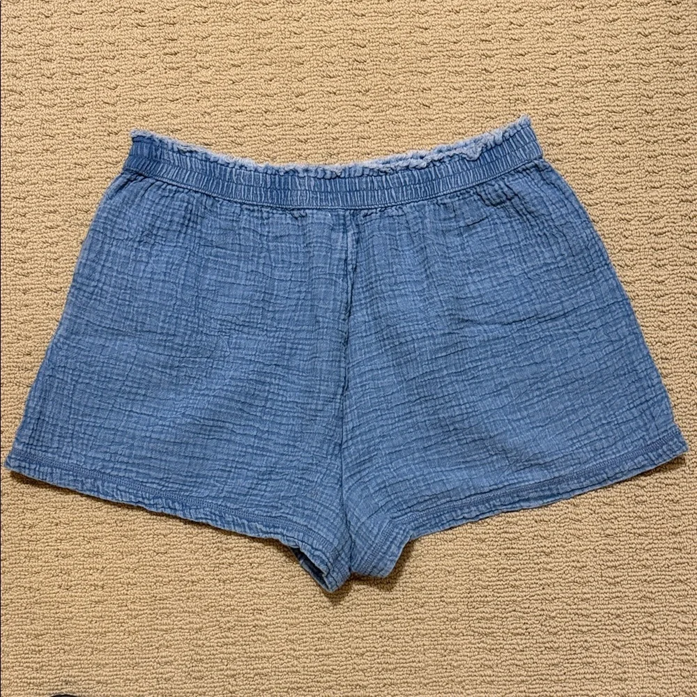 Aerie High Waist Blue Gauzy Shorts, Size XL - Picture 3 of 12